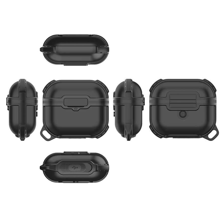 Airpods 3. Nesil Zore Airbag 16 Silikon 1-1 Su Geçirmez Kılıf - Siyah