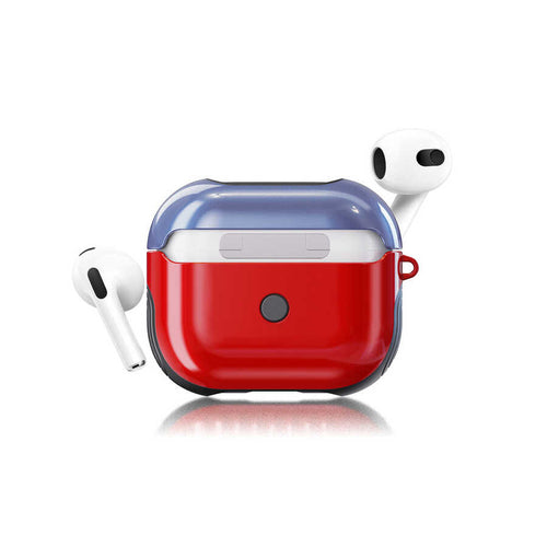 Airpods 3. Nesil Kılıf Zore Shockproof Silikon - Kırmızı-Mavi