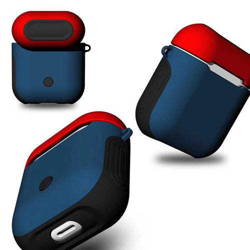 Airpods Kılıf Zore Shockproof Silikon - Mavi-Kırmızı