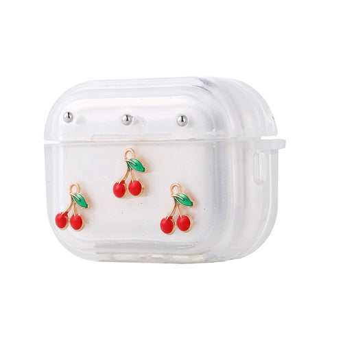 Airpods Pro 2 Zore Airbag 44 Airbag Tasarımlı Simli Şeffaf Kutup Kılıf - Kiraz