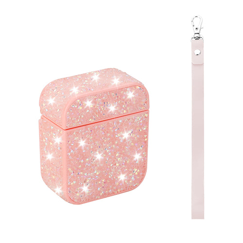 Airpods Zore Airbag 45 Bilek Askı Aparatlı Simli Şeffaf Kılıf - Pembe