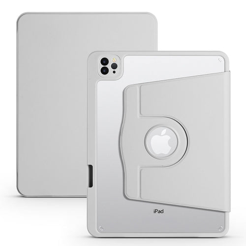 iPad 10.2 2021 (9.Nesil) Kılıf Zore Termik Kalem Bölmeli Dönebilen Standlı Kılıf - Gri