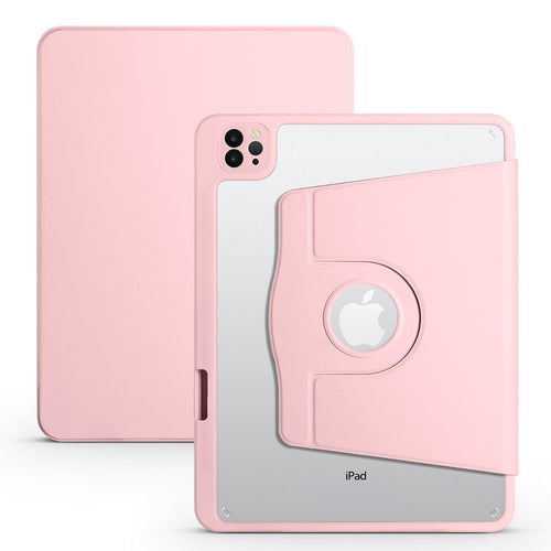 iPad 10.2 2021 (9.Nesil) Kılıf Zore Termik Kalem Bölmeli Dönebilen Standlı Kılıf - Pembe