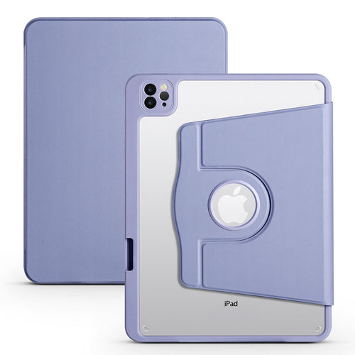 iPad 10.2 2021 (9.Nesil) Kılıf Zore Termik Kalem Bölmeli Dönebilen Standlı Kılıf - Lavendery Gray