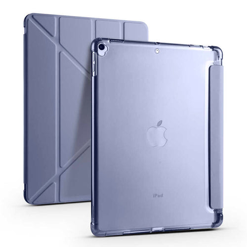 iPad 10.2 2021 (9.Nesil) Kılıf Zore Tri Folding Kalem Bölmeli Standlı Kılıf - Mor