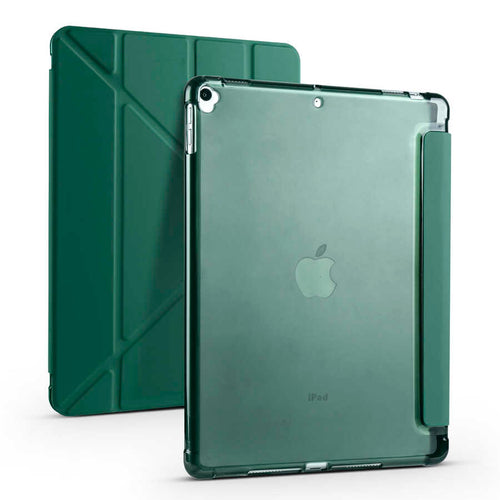 iPad 10.2 2021 (9.Nesil) Kılıf Zore Tri Folding Kalem Bölmeli Standlı Kılıf - Koyu Yeşil