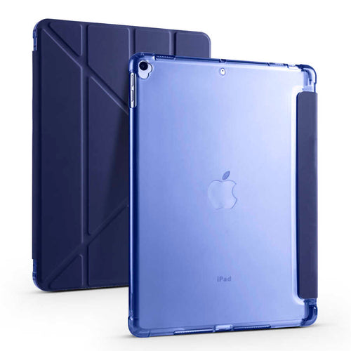iPad 10.2 2021 (9.Nesil) Kılıf Zore Tri Folding Kalem Bölmeli Standlı Kılıf - Lacivert