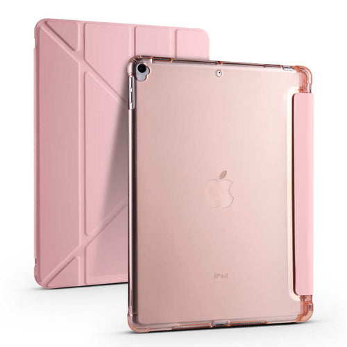 iPad 10.2 2021 (9.Nesil) Kılıf Zore Tri Folding Kalem Bölmeli Standlı Kılıf - Rose Gold