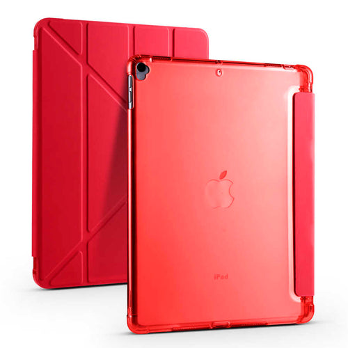 iPad 10.2 2021 (9.Nesil) Kılıf Zore Tri Folding Kalem Bölmeli Standlı Kılıf - Kırmızı
