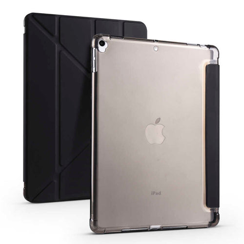 iPad 10.2 2021 (9.Nesil) Kılıf Zore Tri Folding Kalem Bölmeli Standlı Kılıf - Siyah