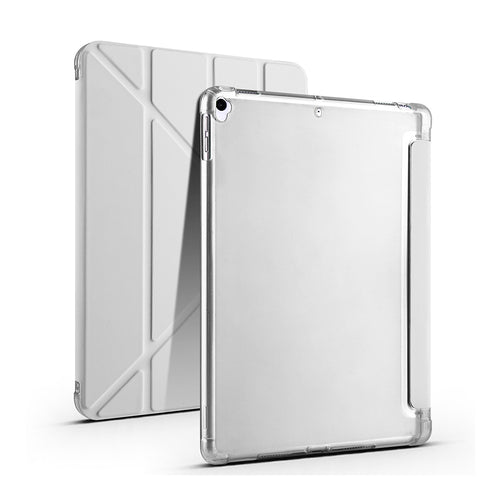 iPad 10.2 2021 (9.Nesil) Kılıf Zore Tri Folding Kalem Bölmeli Standlı Kılıf - Gri