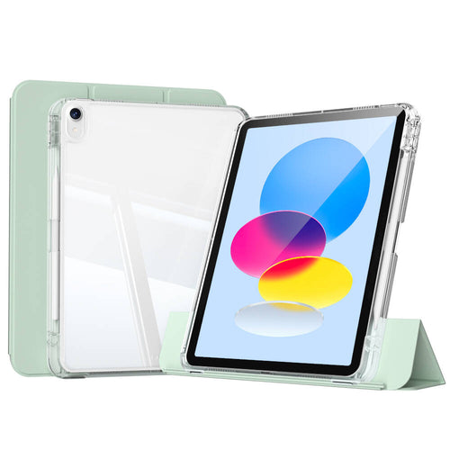 iPad 11.Nesil 2025 Kılıf Magnetik Ayrılabilen Airbagli Zore Sliding Tablet Kılıfı - Açık Yeşil