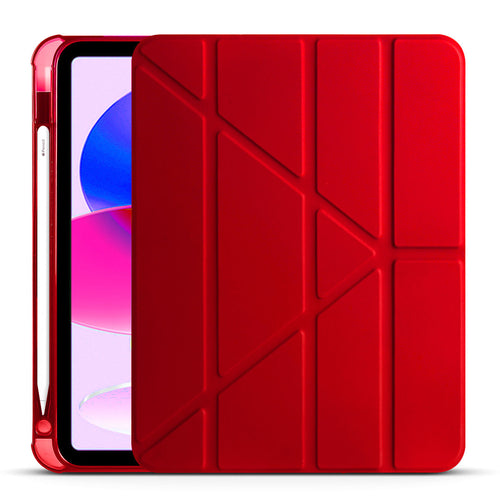 iPad 11.Nesil 2025 Kılıf Zore Tri Folding Kalem Bölmeli Standlı Kılıf - Kırmızı