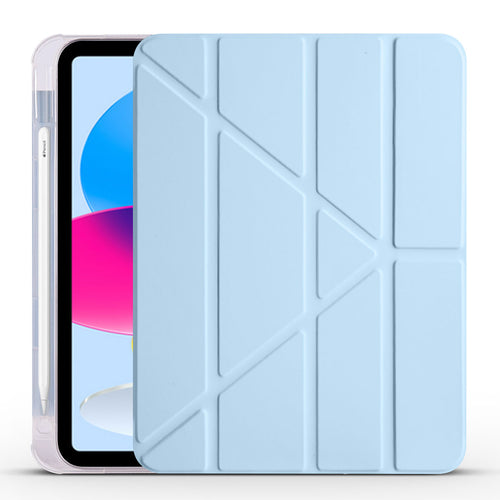 iPad 11.Nesil 2025 Kılıf Zore Tri Folding Kalem Bölmeli Standlı Kılıf - Mavi