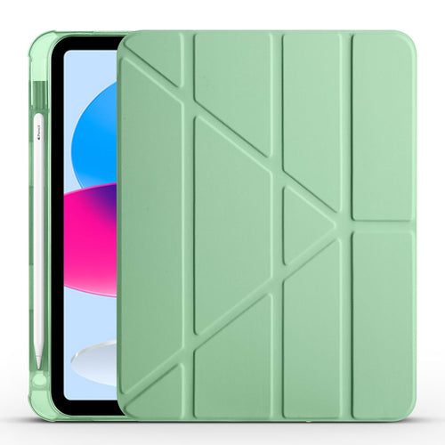iPad 11.Nesil 2025 Kılıf Zore Tri Folding Kalem Bölmeli Standlı Kılıf - Açık Yeşil