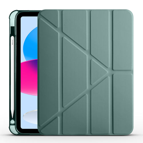 iPad 11.Nesil 2025 Kılıf Zore Tri Folding Kalem Bölmeli Standlı Kılıf - Koyu Yeşil
