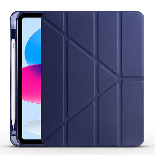 iPad 11.Nesil 2025 Kılıf Zore Tri Folding Kalem Bölmeli Standlı Kılıf - Lacivert
