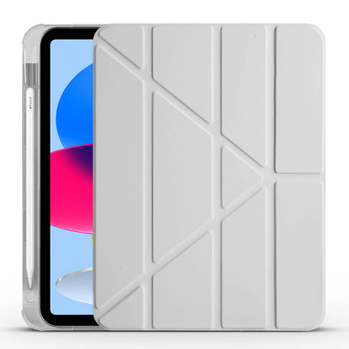 iPad 11.Nesil 2025 Kılıf Zore Tri Folding Kalem Bölmeli Standlı Kılıf - Gri
