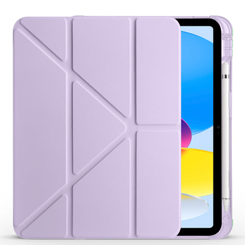 iPad 11.Nesil 2025 Kılıf Zore Tri Folding Kalem Bölmeli Standlı Kılıf - Lila