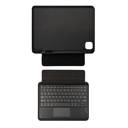 iPad 11.Nesil 2025 Zore Border Keyboard Bluetooh Bağlantılı Standlı Klavyeli Tablet Kılıfı - Siyah