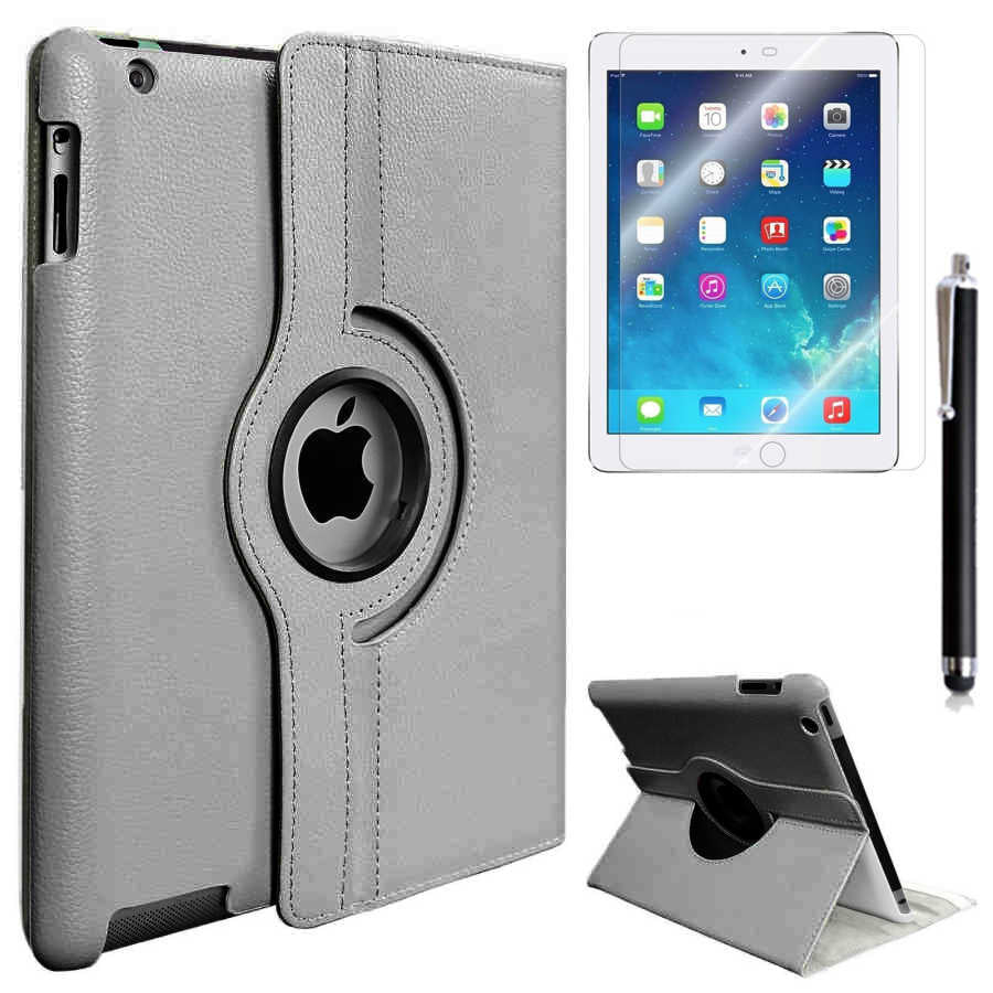 iPad 2 3 4 Zore Dönebilen Standlı Kılıf - Gri