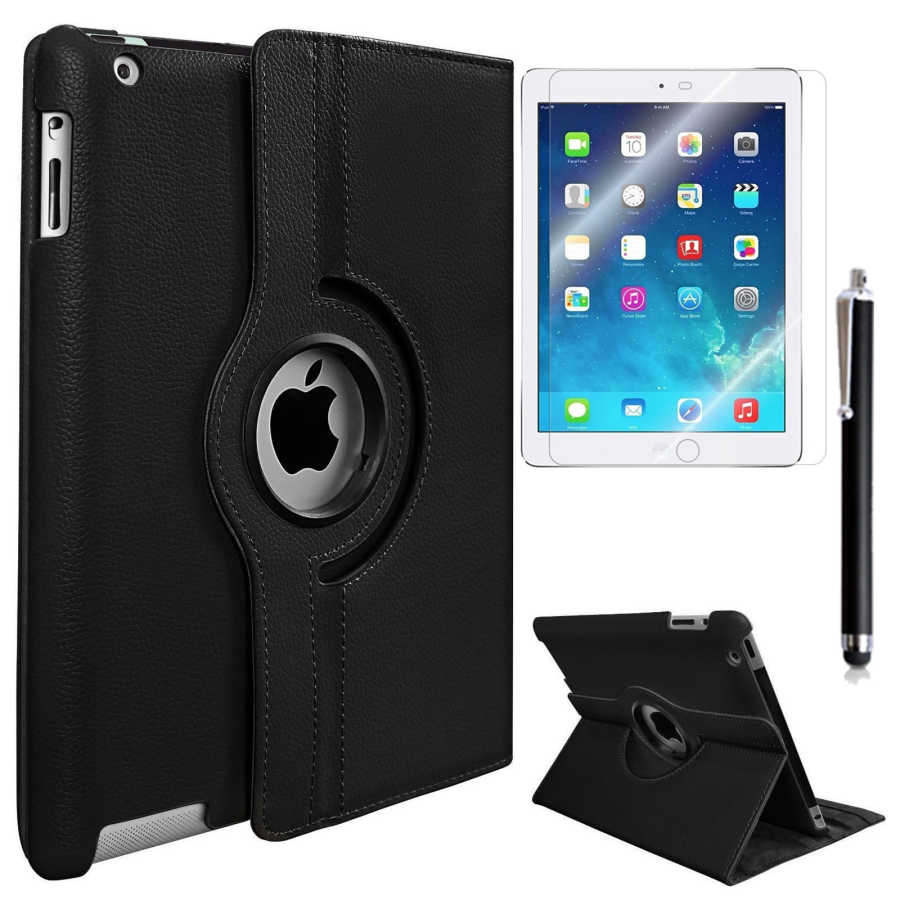 iPad 2 3 4 Zore Dönebilen Standlı Kılıf - Siyah
