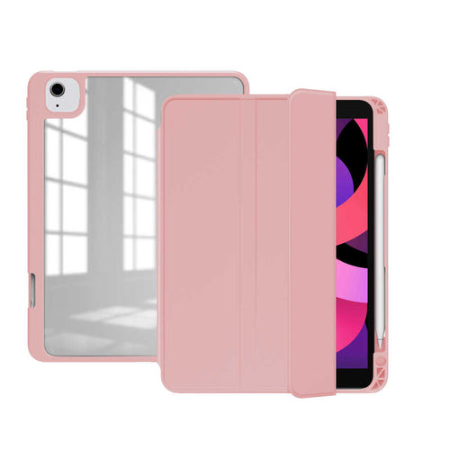 iPad Air 11 2025 M3 Kılıf Zore Nort Arkası Şeffaf Standlı Kılıf - Pembe
