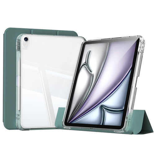 iPad Air 13 2025 M3 Kılıf Magnetik Ayrılabilen Airbagli Zore Sliding Tablet Kılıfı - Koyu Yeşil