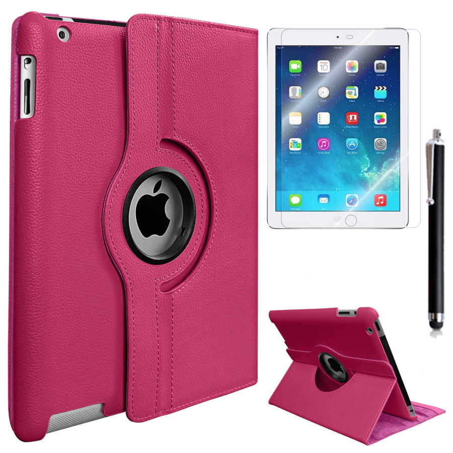 iPad Mini 2-3 Zore Dönebilen Standlı Kılıf - Pembe Koyu