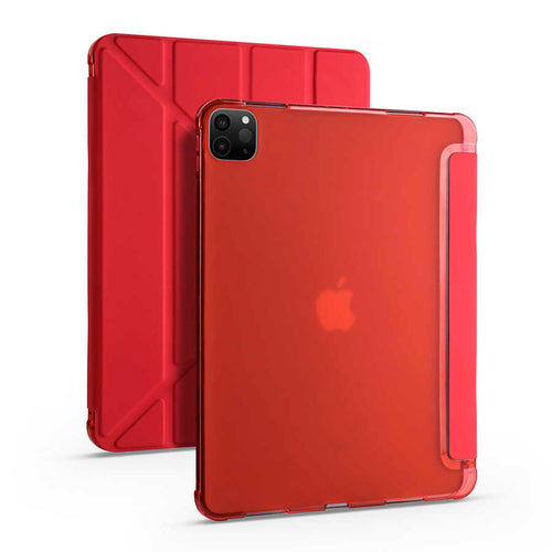 iPad Pro 11 2020 (2.Nesil) Kılıf Zore Tri Folding Kalem Bölmeli Standlı Kılıf - Kırmızı