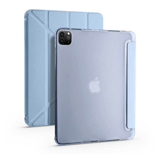 iPad Pro 11 2020 (2.Nesil) Kılıf Zore Tri Folding Kalem Bölmeli Standlı Kılıf - Mavi