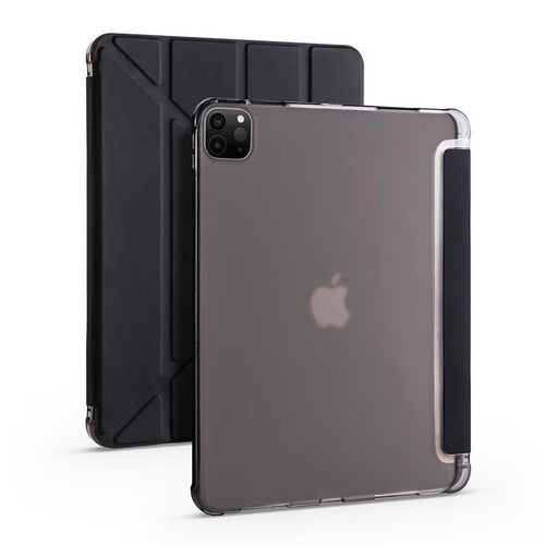 iPad Pro 11 2020 (2.Nesil) Kılıf Zore Tri Folding Kalem Bölmeli Standlı Kılıf - Siyah