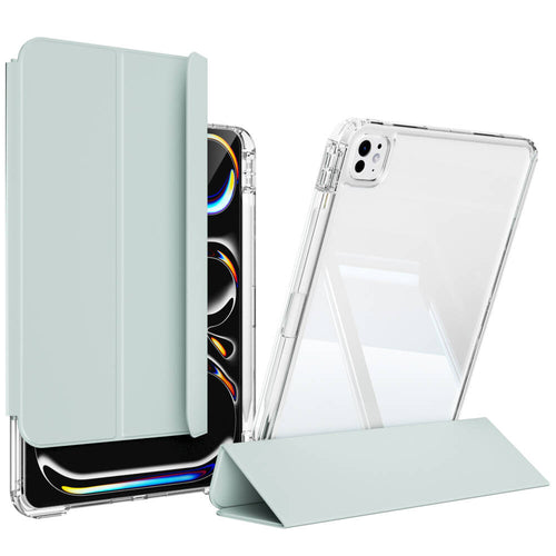 ​​​ iPad Pro 11 2025 M5 Kılıf Magnetik Ayrılabilen Airbagli Zore Sliding Tablet Kılıfı - Açık Yeşil