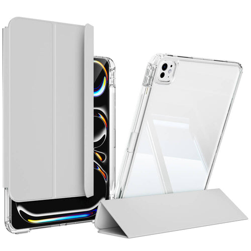 ​​​ iPad Pro 11 2025 M5 Kılıf Magnetik Ayrılabilen Airbagli Zore Sliding Tablet Kılıfı - Gri