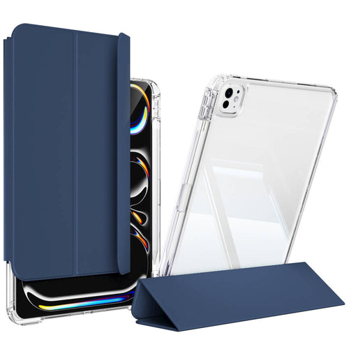 ​​​ iPad Pro 11 2025 M5 Kılıf Magnetik Ayrılabilen Airbagli Zore Sliding Tablet Kılıfı - Lacivert