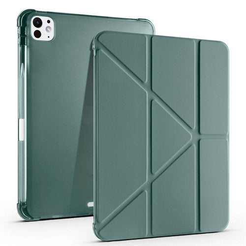 iPad Pro 11 2025 M5 Kılıf Zore Tri Folding Kalem Bölmeli Standlı Kılıf - Koyu Yeşil
