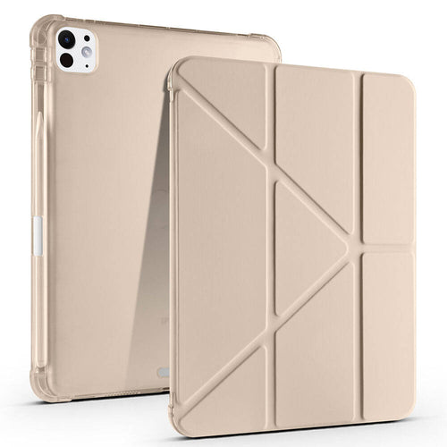 iPad Pro 11 2025 M5 Kılıf Zore Tri Folding Kalem Bölmeli Standlı Kılıf - Gold