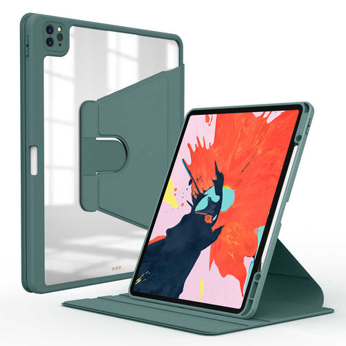 iPad Pro 12.9 2022 M2 Kılıf Zore Nayn Dönebilen Standlı Kılıf - Koyu Yeşil