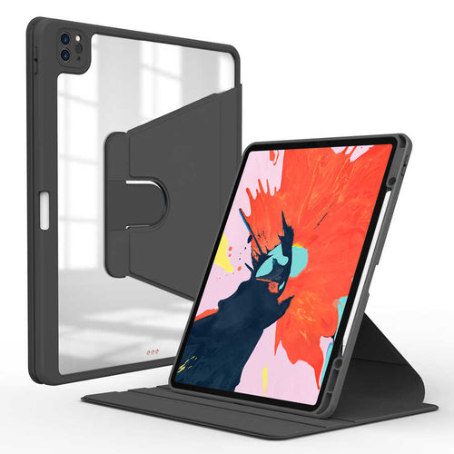 iPad Pro 12.9 2022 M2 Kılıf Zore Nayn Dönebilen Standlı Kılıf - Siyah