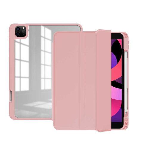 iPad Pro 12.9 2022 M2 Kılıf Zore Nort Arkası Şeffaf Standlı Kılıf - Pembe