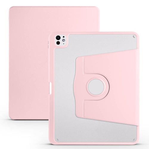 iPad Pro 13 2025 M5 Kılıf Zore Termik Kalem Bölmeli Dönebilen Standlı Kılıf - Pembe
