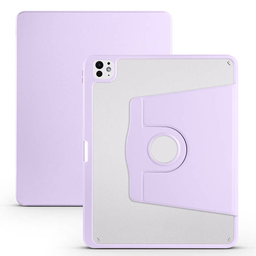 iPad Pro 13 2025 M5 Kılıf Zore Termik Kalem Bölmeli Dönebilen Standlı Kılıf - Lila