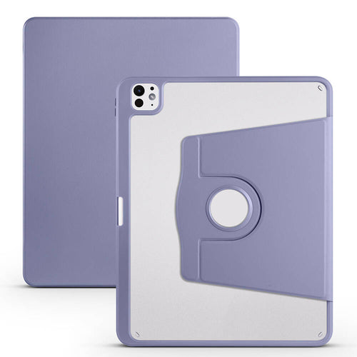 iPad Pro 13 2025 M5 Kılıf Zore Termik Kalem Bölmeli Dönebilen Standlı Kılıf - Lavendery Gray