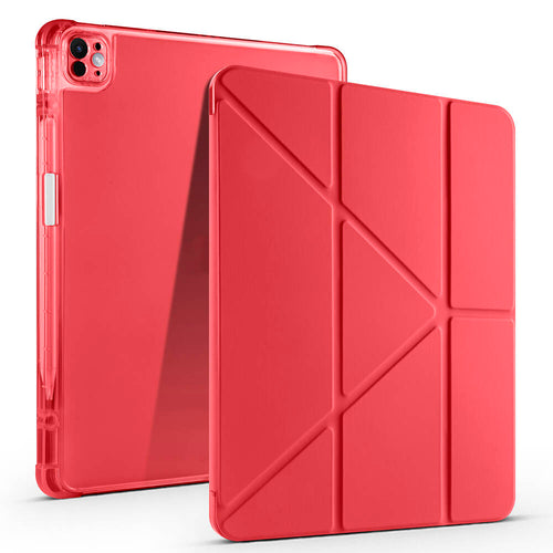 iPad Pro 13 2025 M5 Kılıf Zore Tri Folding Kalem Bölmeli Standlı Kılıf - Kırmızı