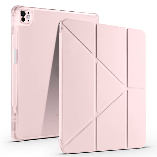 iPad Pro 13 2025 M5 Kılıf Zore Tri Folding Kalem Bölmeli Standlı Kılıf - Rose Gold