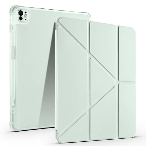 iPad Pro 13 2025 M5 Kılıf Zore Tri Folding Kalem Bölmeli Standlı Kılıf - Açık Yeşil