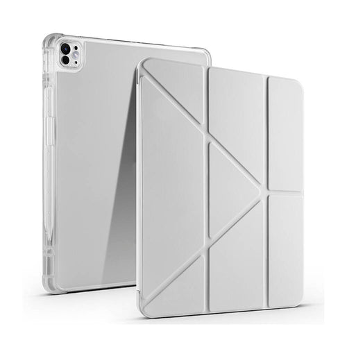 iPad Pro 13 2025 M5 Kılıf Zore Tri Folding Kalem Bölmeli Standlı Kılıf - Gri