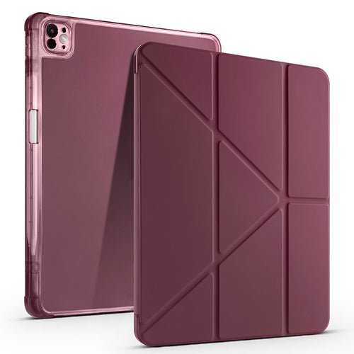 iPad Pro 13 2025 M5 Kılıf Zore Tri Folding Kalem Bölmeli Standlı Kılıf - Mürdüm