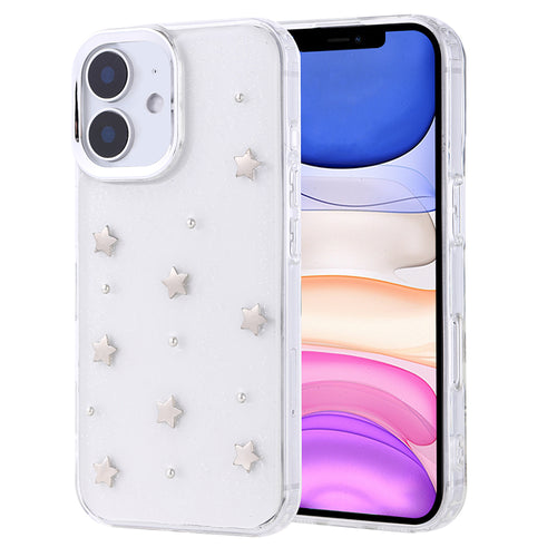 iPhone 11 Kılıf Airbag Tasarımlı Simli Şeffaf Zore Kutup Kılıf - Yıldız