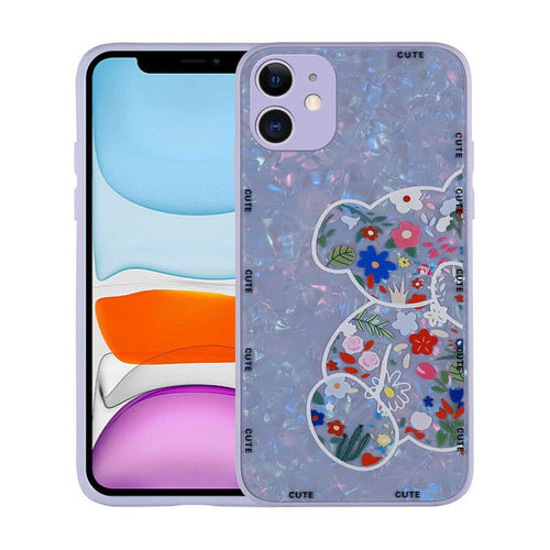 iPhone 11 Kılıf Desenli Sert Silikon Zore Mumila Kılıf - Lilac Bear
